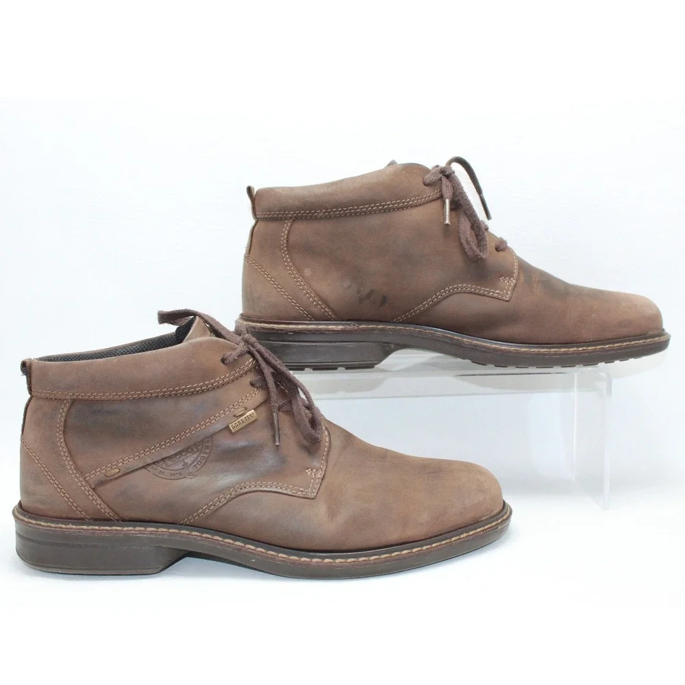 ECCO Track II GTX GORE-TEX Brown Leather Ankle Boots Men's EU 44 US 10.5